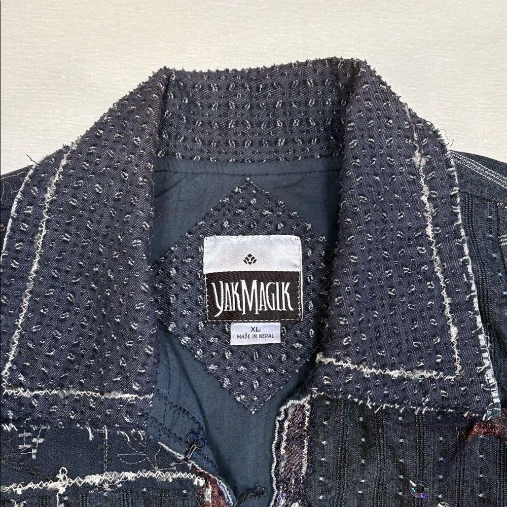 Yak Magik Artisan Boho Patchwork Jacket- Pure Cotton & Silk Fringe- Lagenlook - Picture 8 of 17